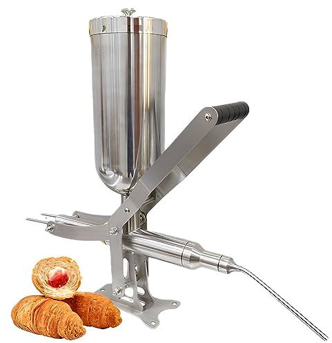 5L Vertical Donuts Jam Filler with 3 Injection Nozzles,Commercial Cream Filling Machine, Stainless Steel Churro Filler Machine for Kitchen Restaurant Food Factory Bakery B