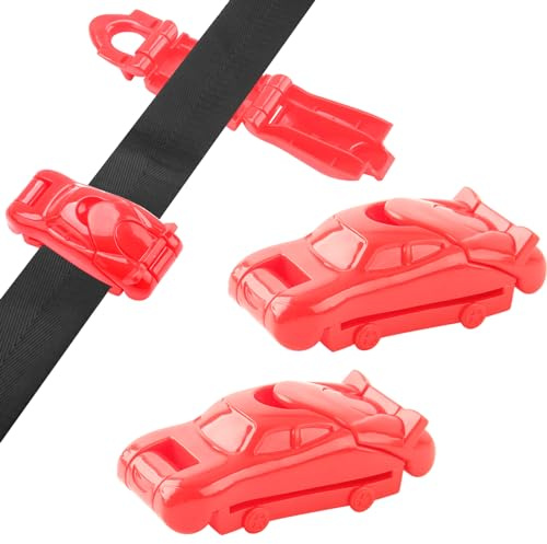 QOPAHI Seat Belt Clips Car-Shaped Seatbelt Adjuster, Seat Belt Stopper Car Seat Tool Make You Comfortable, Universal Seatbelt Clip for Adults/Kids/Short People to Relax Shoulder Neck, Red(2 Pack)
