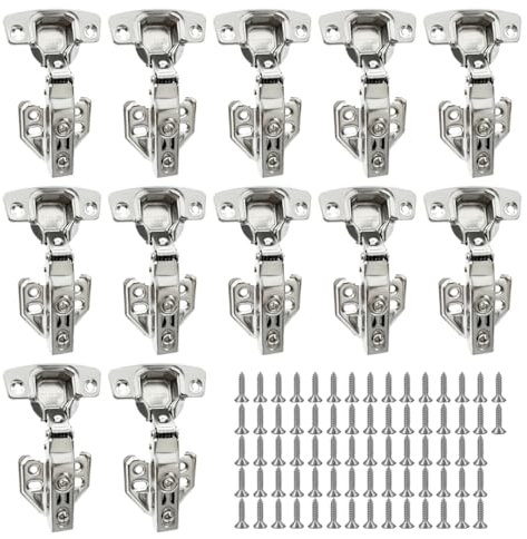 WAIZHIUA 12Pcs Cabinet Hinges Full Overlay Soft Close for Kitchen Units, Cupboard, Wardrobe - Concealed Folding Door Hinges With Screws for Bathroom, Bedroom, Dining Room