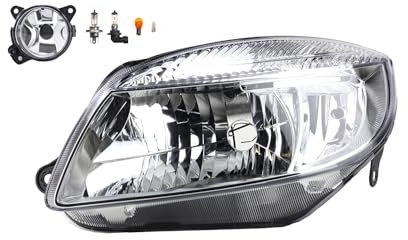 Johns, Scheinwerfer Halogen Front kompatibel zu Skoda Fabia 54 12/2006-03/2010 H4 Links + Nebelscheinwerfer + Leuchtmittel