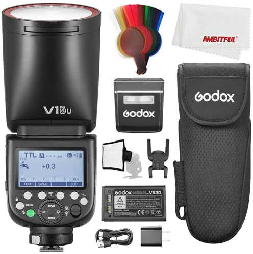 GODOX V1 Pro S V1PRO-S V1Pro TTL Round Head Camera Flash pour Sony 76W HSS 1/8000S Batterie au Lithium Intégrée Lampe de Style LED Flash Externe Innovant Su-1 ﻿