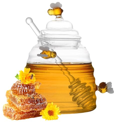 Jarra de miel olla de miel y brote de 450 ml de jarra de miel con cubo y tapa de biberón de miel recipiente de miel para accesorios de cocina en el hogar l