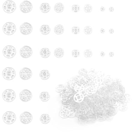 AMONENZ 140 Paare Druckknöpfe Plastik, Annähen Unsichtbare Kunststoff Knöpfe, 7,5 mm, 12,5 mm, 15 mm, 20 mm, DIY Handwerk Nähen von Kleidung