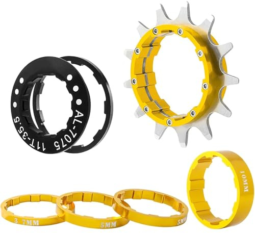 Sarini Kit de conversión de Bicicleta de una Sola Velocidad Cassette de Bicicleta de una Sola Velocidad de 12 Dientes y espaciadores para una fácil conversión a Engranajes de una Sola Velocidad