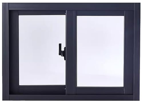 Flügelfenster Schwarze Kellerschuppenfenster mit Sperrgitter und Glas, tragbare horizontale Schiebefenster für Garage/Dach, 30 40 50 80 100 cm klares kleines Entlüftungsfenster(22x25in(55.9x63.5cm))