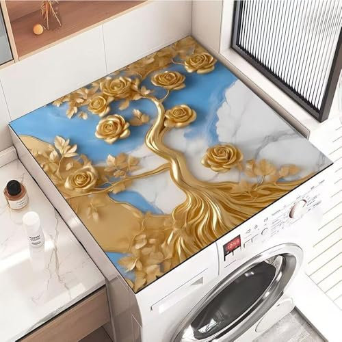 Highdi Housse de Protection pour Machine à Laver Top, Coussin de Machine à Laver Antidérapant Housse de Machine à Laver pour Machine à Laver Ou Sèche-Linge (40 * 40cm,Belles Fleurs 8)