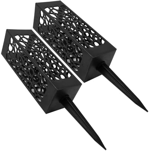 Laroal 2 Pcs Grave Flower Holders, Cemetery Vase For Fresh/Artificial Flowers, Grave Decorations Plastic Rectangle Vases With Detachable Long Spike Black