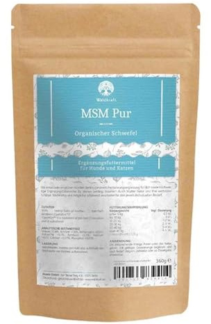 Waldkraft MSM PUR - organischer Schwefel in hochreiner Form für Hunde & Katzen (360 g - Nachfüllpack)