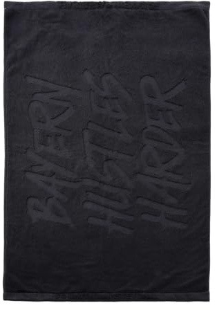 FC Bayern München Basketball I Duschtuch I Handtuch I Badetuch I Hustles Harder I Schwarz I 140x70cm