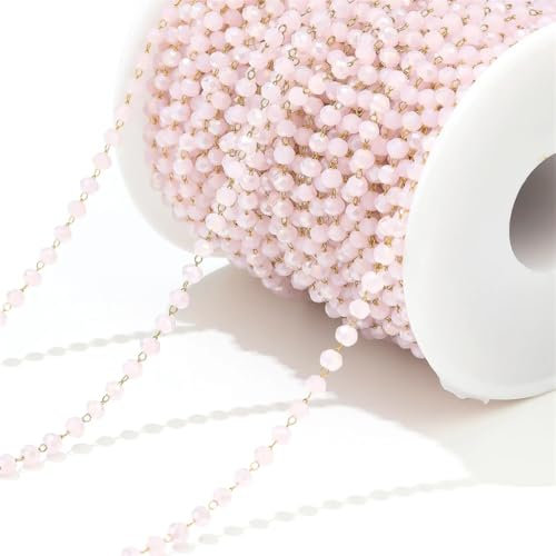 Bunte Kettenglied-Rollen, Handarbeit Farbe Kette ， 1 Meter Edelstahl vergoldet bunte Kristallperlen Ketten for DIY Schmuckherstellung Halskette Armband Zubehör(8)