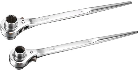 sourcing map 19mm x 22mm 17mm x 19mm Hexagon Scaffold Podger Ratchet Spanner Set
