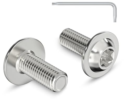 Zuyya 20 Stück M6 x 12 mm Linsenkopfschrauben mit Flansch, M6 Schrauben | Torxantrieb, Edelstahl A2 V2A Schrauben, Torx Schrauben Vollgewinde mit Torx Schlüssel
