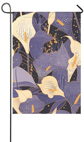 Drapeaux vintage chic blanc et violet lys calla pour l'extérieur de Pâques bannière pour décoration de jardin 30,5 x 45,7 cm double face