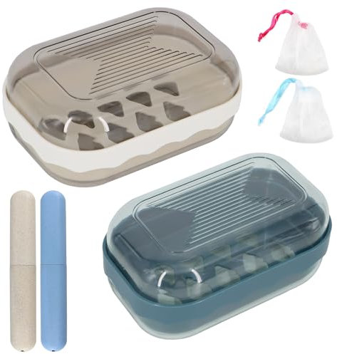 Scettar 2 PCS Boîte à Savon Portable de Voyage avec Couvercle Porte-Savon Étanche et Scellé pour la Maison, Etuis de Protection,pour Salle de Bain, randonnée, Voyage