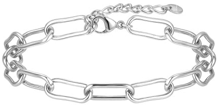 Gold/Silber plated Armbänder mit geprägtem Muster für Frauen, Dainty Stack Trendy stapelbare wasserdichte Paperclip Kette Armbänder Körper Schmuck Geschenke für Frauen