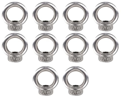 10pcs M6 Lifting Eye Nut 304 Stainless Steel Heavy Duty Ring Shape Female Thread Fastener for Industrial Applications Silver Finish