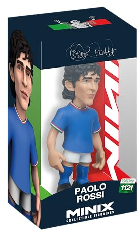 MINIX COLLECTIBLE FIGURINES Paolo Rossi Nazionale Italiana Licenza Ufficiale 12cm Modello Football Stars - Figura Dettagliata Giocatore Azzurri - Regalo Calcio per Fan & Collezionisti
