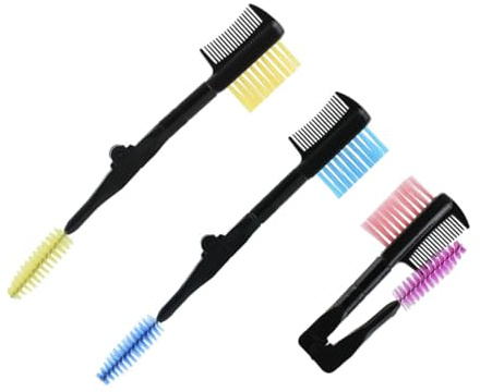 SHERCHPRY Pettini per Sopracciglia Portatili Pieghevoli a Doppia Testa Set 3pezzi in Plastica Fibre Artificiali per Donna da Mettere in Borsa