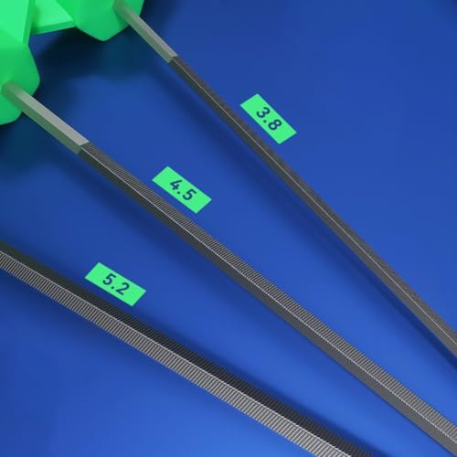 Hex Chainsaw File Set with 3.8mm 4.5mm 5.2mm for Electric Small and Big Chain Saws - Round Metal Saw Chain Filing Tool for Woodworking, 1 Pack(3.8MM)