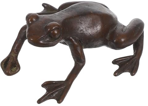 CALLARON Retro Copper Frog-shaped Tea Pet Adornment Vintage Figurine Multi-purpose Desktop Ornament Stylish Home Decor for Tea Art Making and Home Decoration