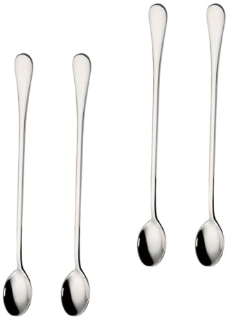 MALUGOGO Set 4 Pezzi Cucchiai da Bar in Acciaio Inox 24cm Manico, Mestoli Creativi per Mescolare Bevande e Paletta per Ghiaccio, Utensili da Cucina per Uso Domestico e Ristorazione