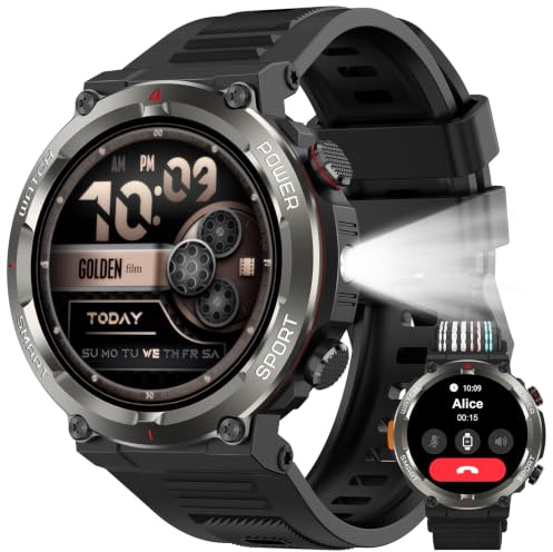 Yxtel Reloj Inteligente Hombre, 1.45 Smartwatch con Linterna LED y brújula | Batería 960mAh,100+ modos deportivos,pulsómetro,oxímetro y monitor de sueño.Resistente IP68, compatible iOS/Android