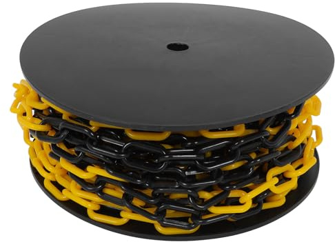 JOINPAYA Schwarz Gelbe Absperrkette aus Kunststoff 6mm 25m lang für Menschenmengenabsperrung und Gartenabsicherung