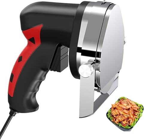 Electric Kebab Slicer, 80W Handheld Shawarma Doner Cutter with 10 cm Stainless Steel Blades, 0.5-6mm Adjustable Thickness, Shawarma Gyros Knife for Roast Meat Shops, Restaurants