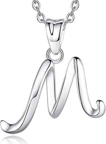 EUDORA Harmony Ball Collares Mujer Colgantes Iniciales Letras M Plata de ley 925 26 Alfabeto Inicial Nombre Cadena Collar Joyería Muchacha, Regalos Originales para Mujer Hermana Madre Abuela, 45,7cm