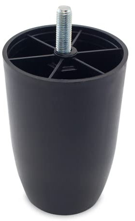 TENDAGGIMANIA Piedi Letto Contenitore, Divano in PVC Nero - Piedini per mobili Altezza 12 cm - 1 Pezzo - Gambe per letto, Tavolini, Poltrone e Pouf Facili da Montare