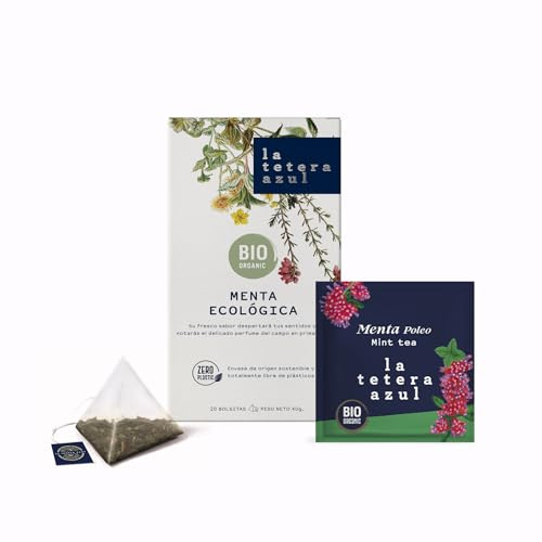 LA TETERA AZUL Infusión Ecológica De Menta. Infusión Digestiva Orgánica En Pirámides. 20 Pirámides.
