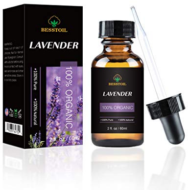 Aceite Esencial de Lavanda Orgánica - 100% Puro, Natural, Sin OGM, Grado Terapéutico para Difusor de Aromaterapia - Cuentagotas de Vidrio Premium (60ml)
