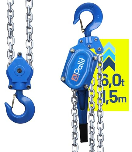 Pallit Paranco a leva LEVER-XL | portata 6000 kg | lunghezza catena 1,5 m | freno di carico | funzione ruota libera