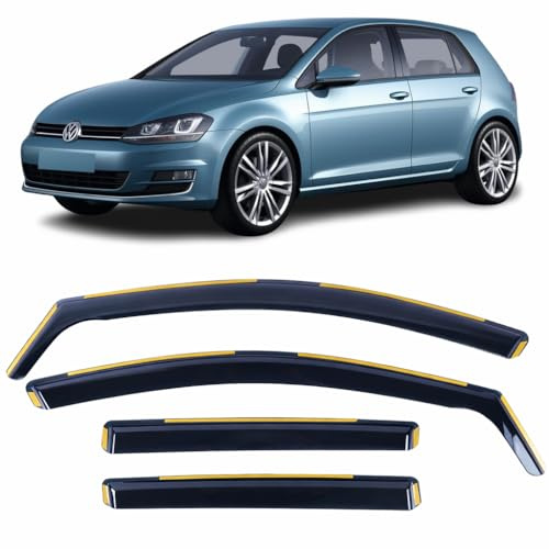 Set Of 4 Wind Deflectors For VW MK7 VOLKSWAGEN GOLF 7 HATCHBACK 5 door R GTI GT 2012 2013 2014 2015 2016 2017 2018 2019 2020 In-Channel Acrylic Side Window Visors-Smoke Tinted Rain Guards Reflectors.