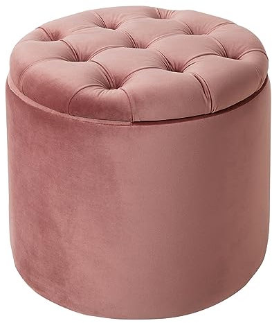 Riess Ambiente Eleganter Hocker MODERN BAROCK 50cm Altrosa Samt Couchtisch Tisch Aufbewahrungskorb Sitzhocker