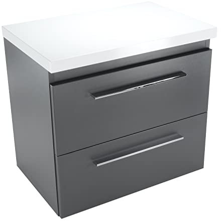 paplinskioebel - Mobile Sottolavabo per Bagno Sospeso 50 cm Largo Sicily Top, Mobile Bagno Sottolavabo, Facile Installazione, Mobiletto Sottolavandino Grafite Finitutra Elegante