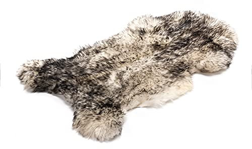 Decorating Sheepskins Peau de Mouton mérinos véritable de qualité supérieure Peau d'agneau véritable, Douce et Moelleuse, Fourrure pour chaises, Peau de (Blanc/Marron, 120 x 130 cm)