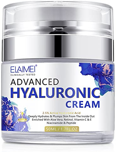 Hyaluronsäure-Creme für Gesicht, hydratisierte und glatte extra-trockene Haut, Anti-Aging, Gesichts-Feuchtigkeitscreme, Collagen