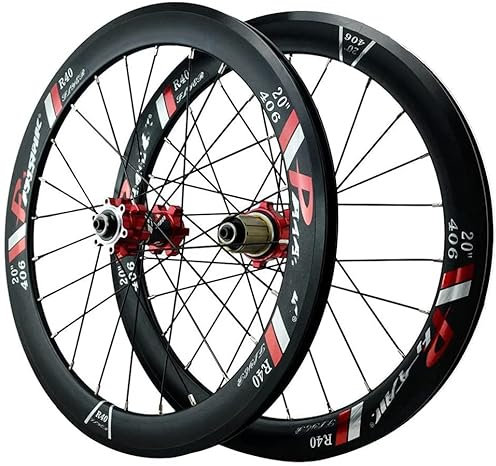 Wheelset 20in 406 / 22in 451 MTB Fahrradrad, Scheibenbremse Ultraleiche 4 Lager 24 Löcher Doppelschicht Aluminiumlegierung Rim/Quick Release-Version Road Wheel (Color : B, Size : 20 inches 406)