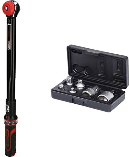 KS TOOLS 516.1412 - Clé Dynamométrique - Gamme Ergotorque Précision - Outils et Dépannage pour Auto et Moto - Clef Dynamometrique 1/4'' & 911.0106 Coffret augmentateurs/réducteurs - 6 pcs