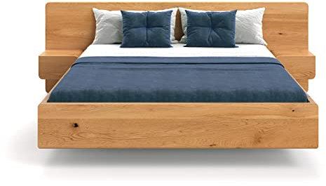 Danzz Wide-Bett aus massiver Eiche 200x200 cm, modern, mit Nachttischen