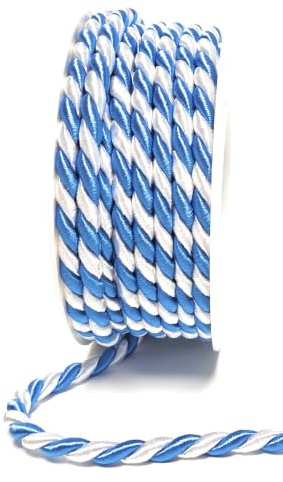 s.dekoda Kordel 10m x 6mm zweifarbig Blau - weiß Drehkordel Dekoband Kordelband Kordelschnur