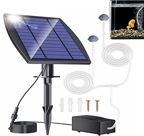Tedious Solar Pond Oxygenator | 1/2 Set Garden Pond Air Pump | 2.5W 3-Modes Solar Pond Aerator with 1800mA Rechargeable Battery | No-Noise Aerator Air Pump for Fish Tank, Outdoor Ponds