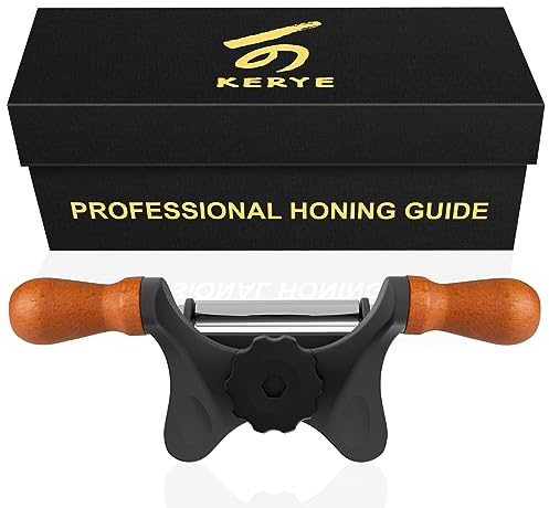 KERYE Honing Guide for Wood Chisel Set and Hand Planer, Chisel Sharpening Jig of Sharpening Stone for Woodworking Tools, Fits Chisel and Wood Planer 0.25’’ to 3’’, Gift for Men and Women-KY27, Black