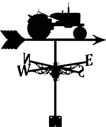 EICOFF Girouette de Tracteur en métal Peinture en aérosol Noire Girouette Silhouette de Tracteur rétro Indicateur de Direction du Vent Installation sur Le Toit Scène de Ferme Jardin Accessoires Art