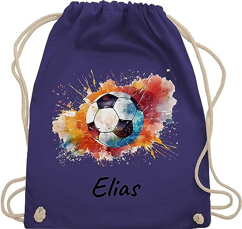 Turnbeutel Rucksack - Fußball Geschenk Fußballer I Geschenkidee Fußballfan I Fußballerin Geschenk - Unisize - Lila - junge kinder stoffbeutel kindergarten geschenke+für+fußballfans ball beutel