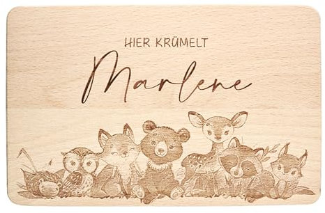 Personalisiertes Holzbrett mit Gravur für Kinder | Individuelles Frühstücksbrettchen | Motiv Friends mit Namen