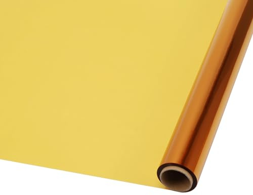 ohfruit Rotolo di cellophane trasparente colorato, 50 cm x 200 m, per cesti regalo, confezioni regalo, progetti artigianali, confezioni regalo fai da te, carta gialla