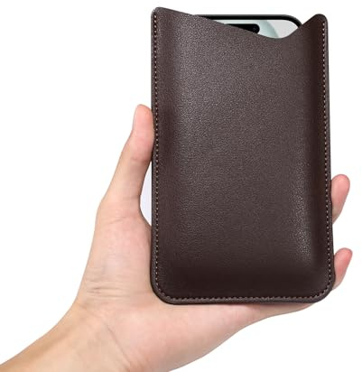 Leder Handytasche für Herren Damen, Handy Holster Herren, 6.9 Universal Groß Handysocken Handyhülle Schutztasche Schutzholster Ledertasche Geldbörse für Samsung Galaxy S24+ S23 Ultra S22 S21, Braun