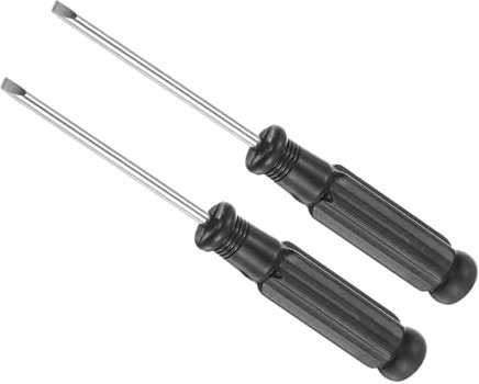 CoCud Destornillador Ranurado Mini, Tamaño de 2.5mm y Longitud de 93mm, Destornilladores de Cabeza Plana Pequeña de Acero al Carbono con Mango Antideslizante Negro, 2 Piezas